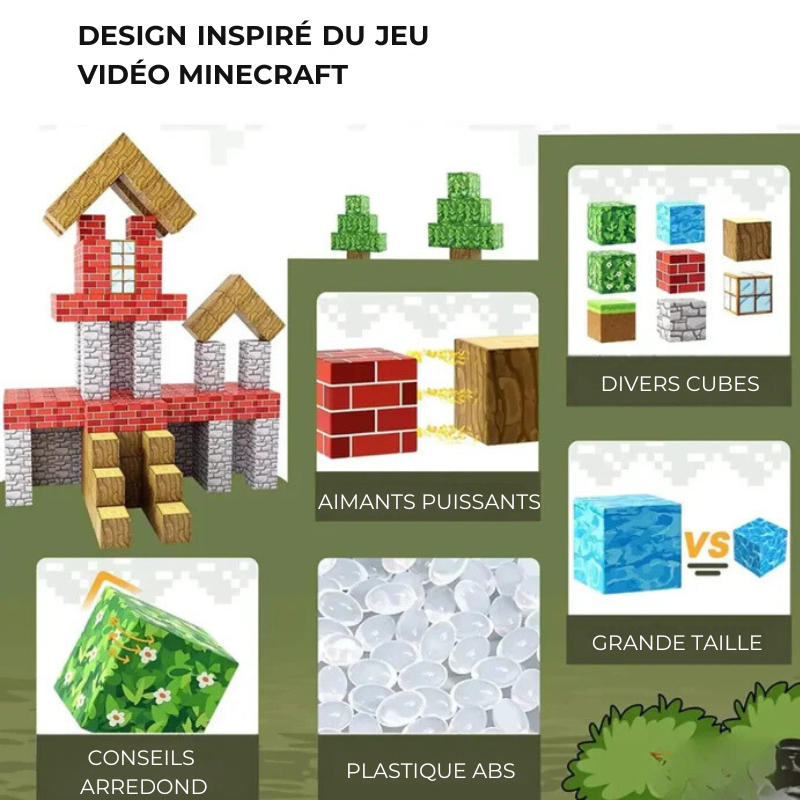 Blocs de construction magnétiques Minecraft® - 48 / 64 / 75 pièces