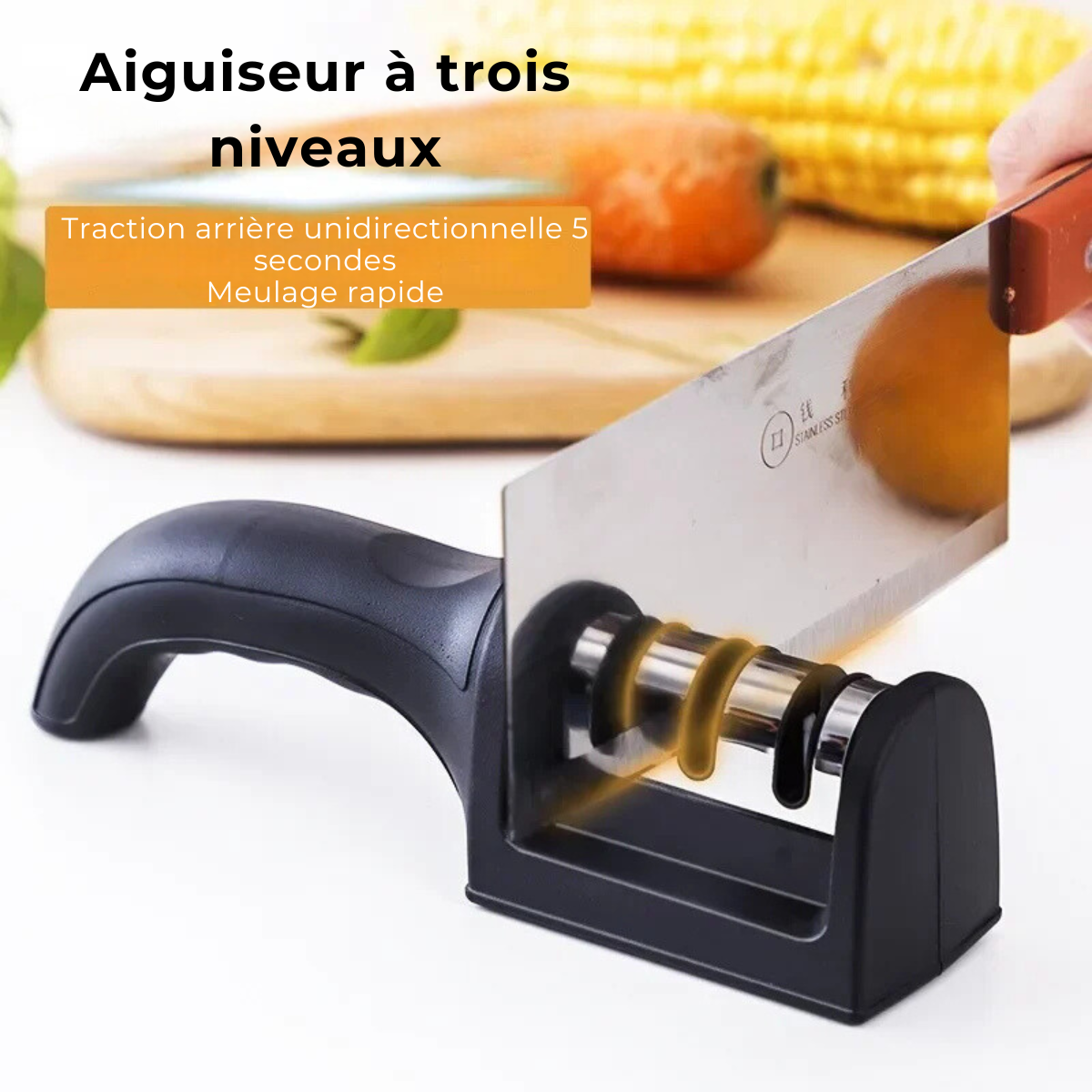 Affûteur de Couteaux Portable Multifonction à Trois Étages