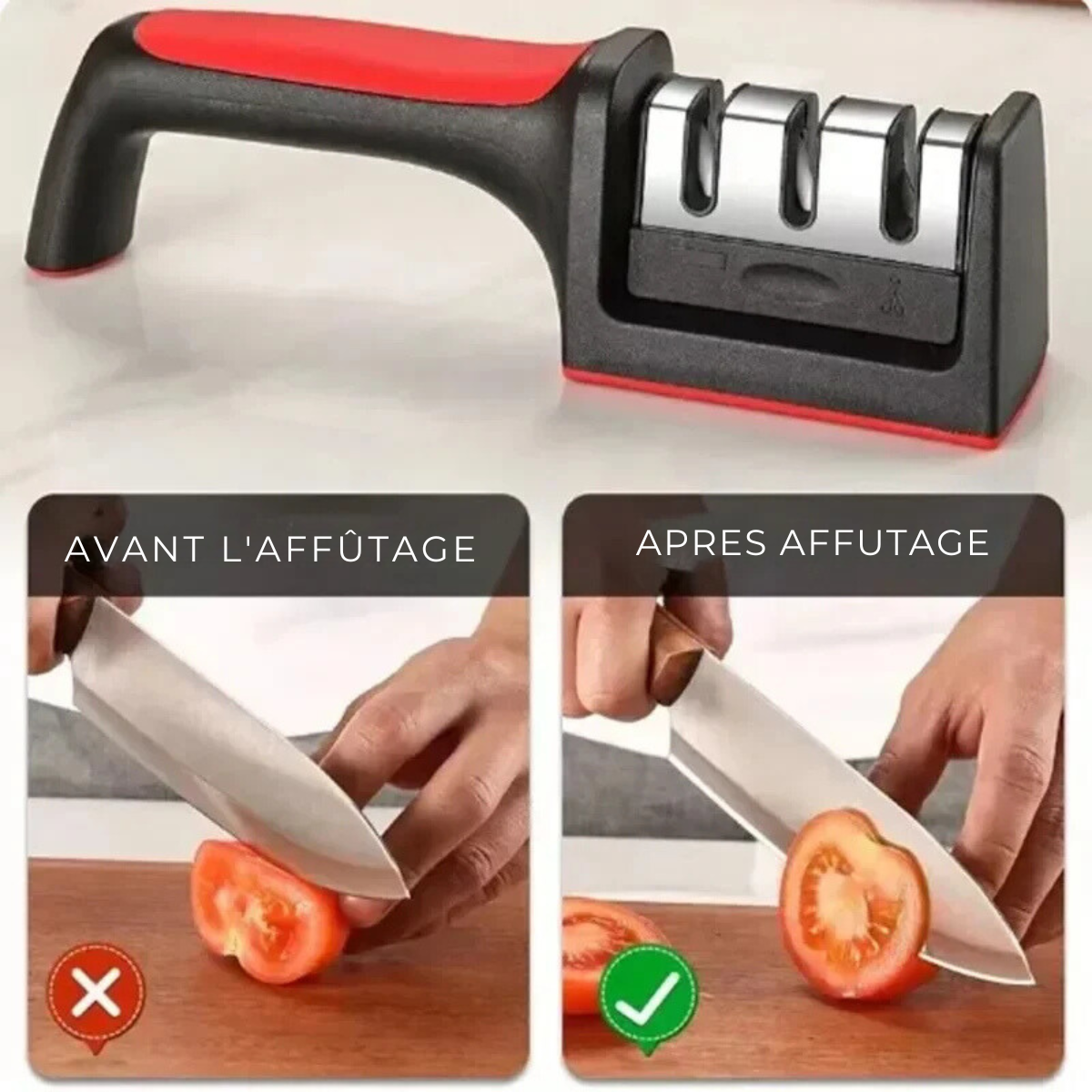 Affûteur de Couteaux Portable Multifonction à Trois Étages
