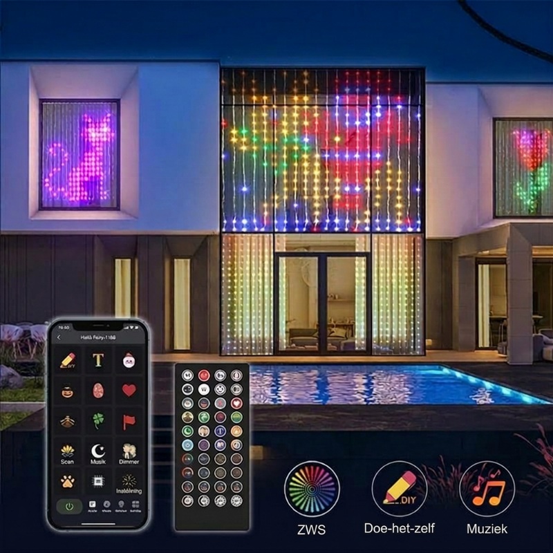 💥🌈 50% KORTING! Van gewone lichtjes naar een spectaculaire lichtshow! Teken patronen, voeg tekst of foto's toe en laat de kleuren dansen op de muziek – waterdicht & USB-gevoed!